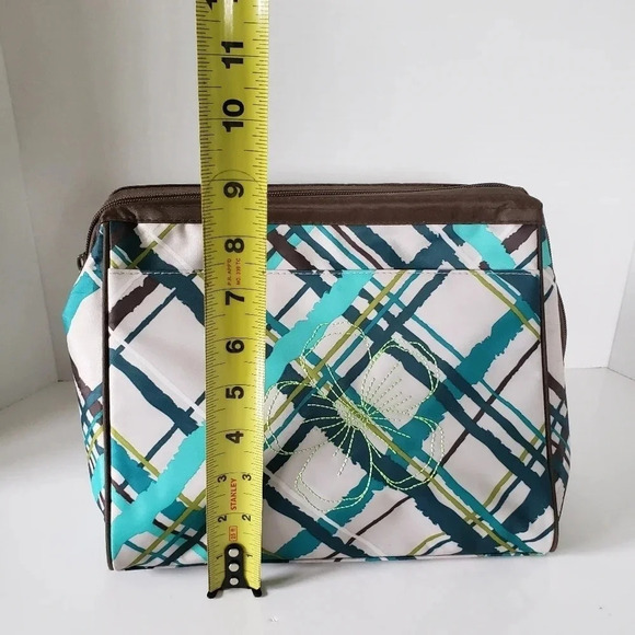 Thirty-One Sea Green Plaid Travel Toiletry  /Cosmetic Bag. - Picture 8 of 10